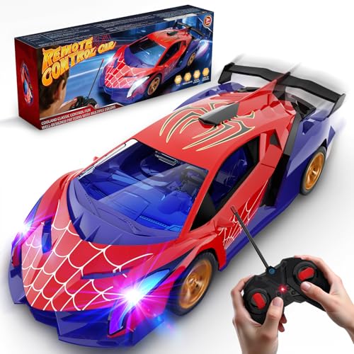 ZIROKAY Spider Remote Control Car with Multi-Color Flash Lights, Drift RC Cars, Spider Toys Gifts for 3 4 5 6 7 8 9 10 Year Old Boys Age 3-4 4-6 6-8 8-12 Christmas Birthday Gift, Toddler Kids Toy