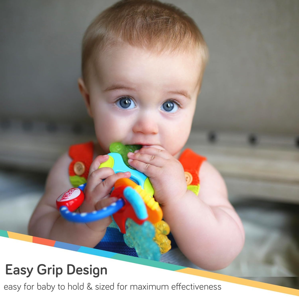 Nuby Ice Gel Teether Keys - Silicone Soothing Baby Teether Toys for Infants - Gentle for Sore Gums Colorful and Fun Toys - Safe and Durable Infant Baby Teething Toy - Blue