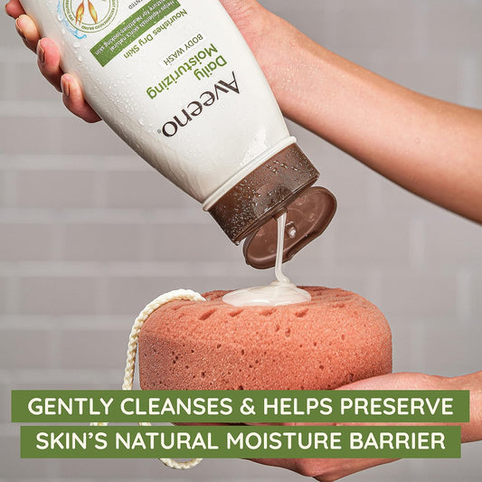 Aveeno Daily Moisturizing Body Wash for Sensitive Skin + Prebiotic Oat, Gently Cleanses, Nourishes & Feels Moisturizing Dry Skin, Light Fragrance, Refill Pouch, 36 fl. oz