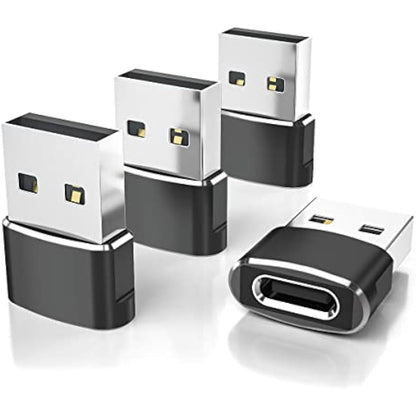 USB to USB-C Adapter for iPhone and Samsung, 4-Pack, Aluminum Alloy, Compact Design
