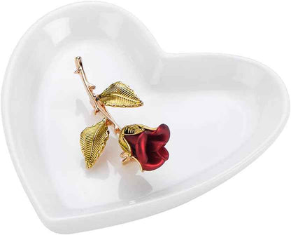 Lotus Leaf Shape Decorative Ring Tray, Small Key Bowl, Ceramic Trinket Tray Jewelry Dish Organizing Necklace Earrings, Home Decoration for Mom Best Friend Sister, Pink.