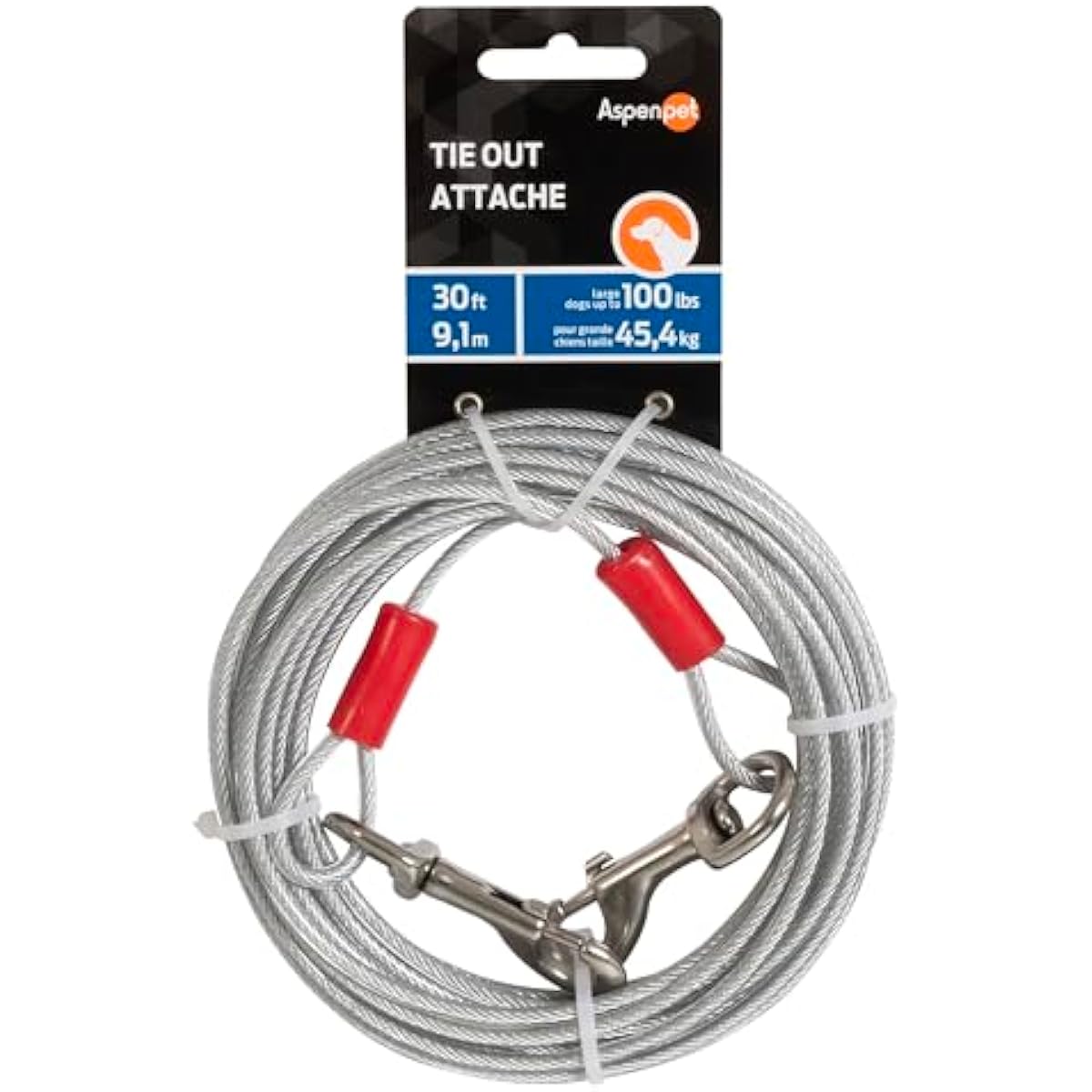 Aspen Pet Dog Tie Out Cable - 1700 lbs Break Strength - 30ft Cable