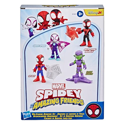 Marvel Spidey and His Amazing Friends Web-Slinging Adventure Set, 3-Inch-Scale (7.6 cm) Action Figure Set, Spider-Man Toys for Kids Ages 3+ ( Exclusive)