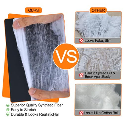 1200 sqft Halloween Spider Webs and 50pcs Fake Spiders Super Stretch Cobwebs Party Decorate for Halloween Theme Indoor and Outdoor Decoration