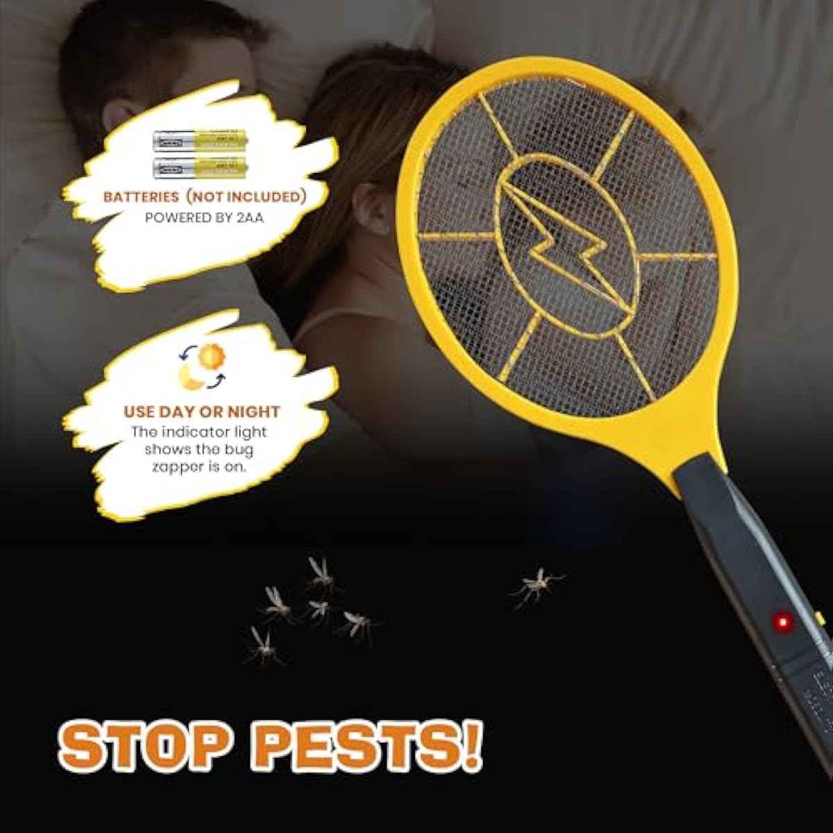 DEVOGUE® Electric Fly Swatter Bug Zapper Battery Operated Flies Killer Indoor & Outdoor Pest Control Mosquito Zapper and Insect Catcher Racket