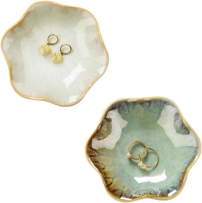 Lotus Leaf Shape Decorative Ring Tray, Small Key Bowl, Ceramic Trinket Tray Jewelry Dish Organizing Necklace Earrings, Home Decoration for Mom Best Friend Sister, Pink.