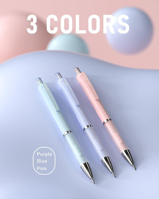 Nicpro 3PCS Cute Mechanical Pencil Set with Case, 0.7 mm Pencils with 6 Tube HB Lead Refill, 3PCS Eraser, 9PCS Eraser Refill for School Supplies Kid Student Writing, Drafting Drawing Sketching