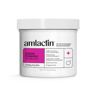 AmLactin Crepe Firming Cream - Therapeutic Skin Tightening Cream for Body – No-Scrub Exfoliator and Moisturizer, Skin Care with 15% Lactic Acid AHA, 12 oz (Packaging May Vary)