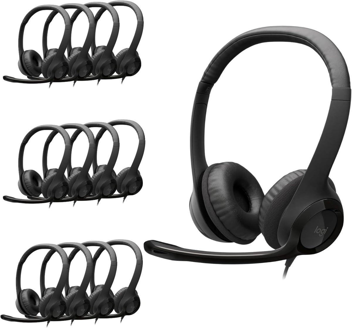 Logitech H390 black stereo wired headset with noise cancelling mic for PC, laptop, Chromebook