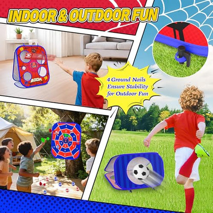 Spider Bean Bag Toss Game, 3-in-1 Cornhole Board Outdoor Toys for Kids, Family Party Activity Toddler Yard Backyard Beach Lawn Party Camping Game Toys for 3 4 5 6 7 8 Year Old Boys Girls Birthday Gift