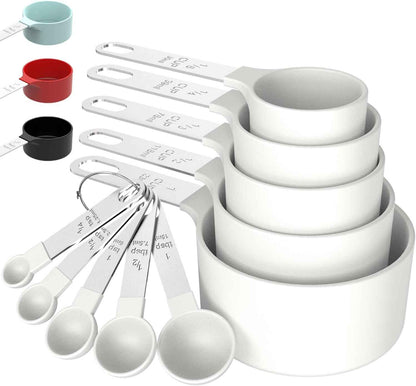 TILUCK Measuring Cups & Spoons Set, Stackable Cups and Spoons, Nesting Measure Cups with Stainless Steel Handle, Kitchen Gadgets for Cooking & Baking (Black)
