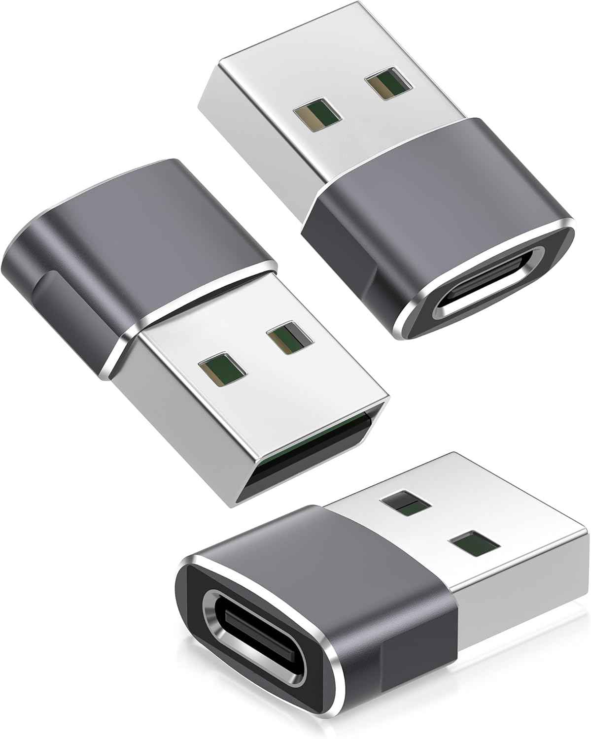 Basesailor USB to USB C Adapter,USBC Female to USB A Male Adapter,Type C Converter Charger for iPhone 17 Pro Max,16 15,Apple Watch iWatch S11 S10 SE,AirPods 3,iPad mini Air,Samsung Galaxy S25,Gray