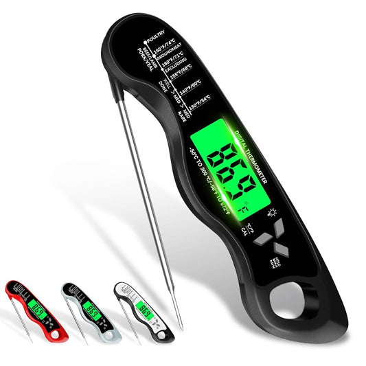 Meat Thermometer Digital，IP67 Waterproof Cooking Thermometer with Backlight, Calibration & Hold Function，Food Thermometer for Cooking,Outdoor Grilling