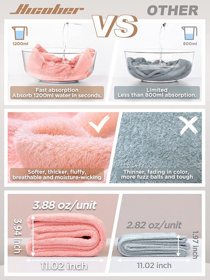 Hicober Microfiber Hair Towels, 3-Pack Drying Wraps for Curly Hair - Cart Shape