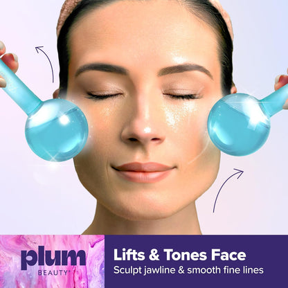Plum Beauty Facial Ice Globes - Cooling Massage Tools for Refreshing Skincare Routine, Enhances Self Care, Reduces Puffiness - Set of 2