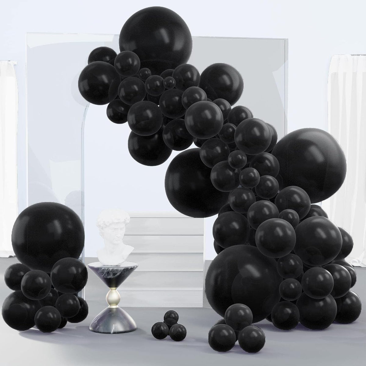 PartyWoo Black Balloons 140 pcs Different Sizes of 18 12 10 5 Inch Black Balloons Arch Kit Garland for Baby Shower Birthday Graduation Casino Gaming Anniversary Retirement Party Decorations Black-Y18