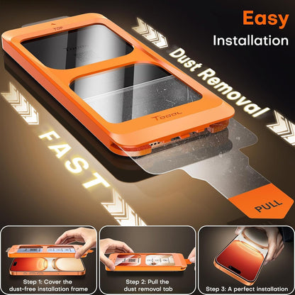 TOCOL for iPhone 17 Pro Max Screen Protector/iPhone 16 Pro Max Screen Protector 6.9-Inch Instant Installation Tempered Glass HD Clear Full Coverage Protection Case Friendly 2 Pack