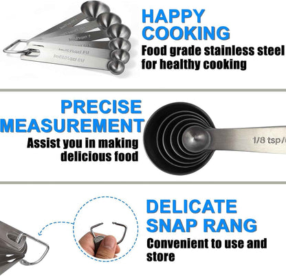 Premium Heavy Duty 18/8 Stainless Steel Measuring Spoons Cups Set, Small Tablespoon with Metric and US Measurements