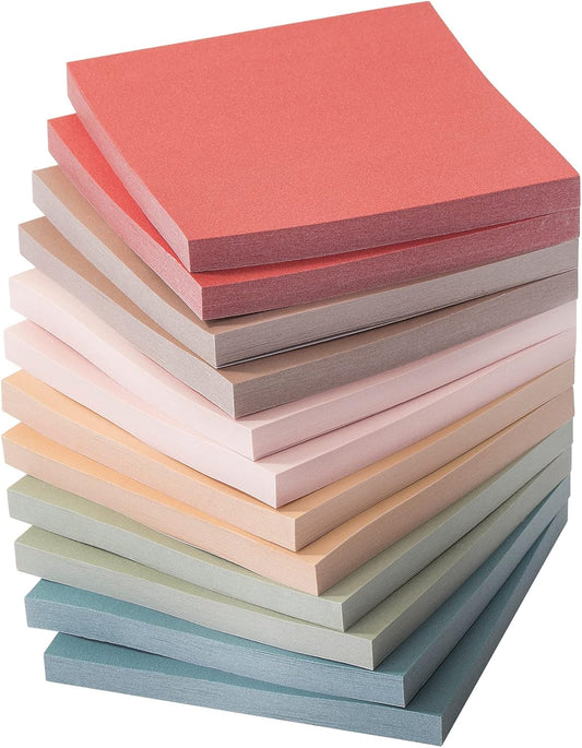 Mr. Pen- Sticky Notes, 3"x3", 12 Pads, Vintage Colors, Self-Stick Pads, Aesthetic, Colorful, Bulk