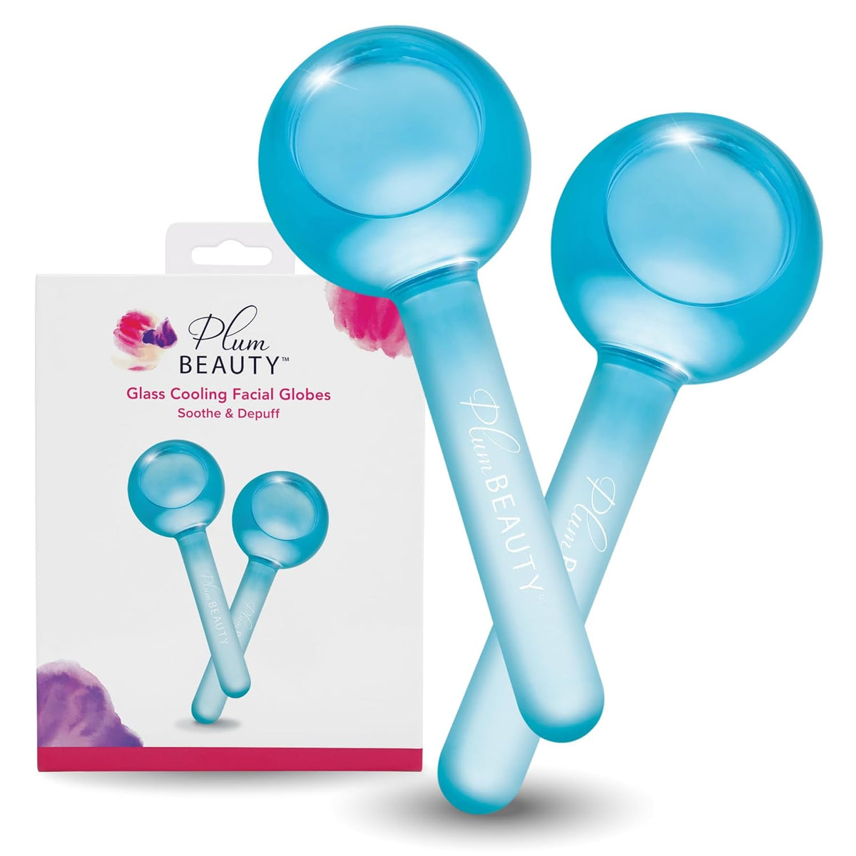 Plum Beauty Facial Ice Globes - Cooling Massage Tools for Refreshing Skincare Routine, Enhances Self Care, Reduces Puffiness - Set of 2
