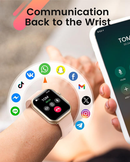 Smart Watch for Women Men Fitness: Smart Watch for iPhone&Android Bluetooth Call with SpO2 Sleep Heart Rate Monitor,IP68,Fitness Tracker with 120+Sport,Reloj Inteligente 30 Day+Battery Life, 2 Bands