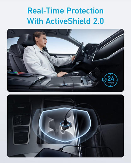 Anker 323 USB C Car Charger Adapter, 52.5W Cigarette Lighter Charger with 30W PowerIQ 3.0 Fast Charging Cable for iPhone 17/17 Pro Max/16/15/14 Series, Galaxy S25/24/23, Pixel, iPad, AirPods and More - Rayz Mart