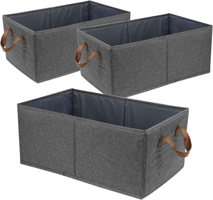 3-pack Large Capacity Storage Bins, Foldable Closet Organizer System for Clothing, Sheets, Toys, and Books