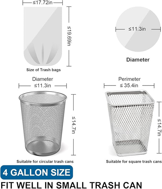 4 Gallon Trash Bags Drawstring 1.1 Mil - 120 Count White Small Garbage Bags Unscented for Bathroom, 15 Liter Thick Plastic Wastebasket Liners for Toilet Home Office and Bedroom