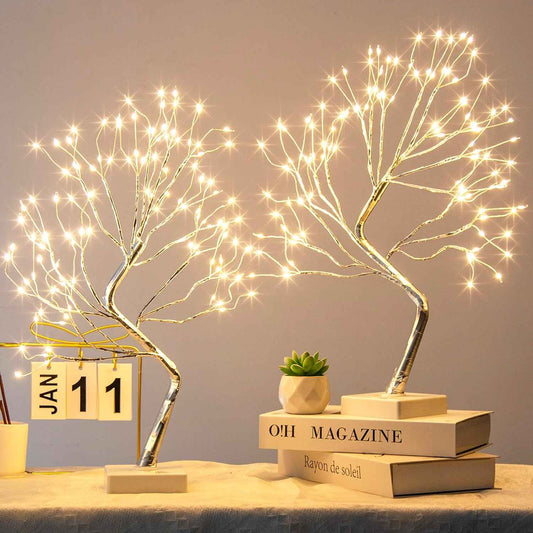 PEIDUO Fairy Lights Spirit Tree, 2PK Bonsai Tree Light, 108 LED Warm White Fairy Light Trees for Room Decor, Artificial Tree with 9 Modes for Christmas Decorations Indoor Home Decor