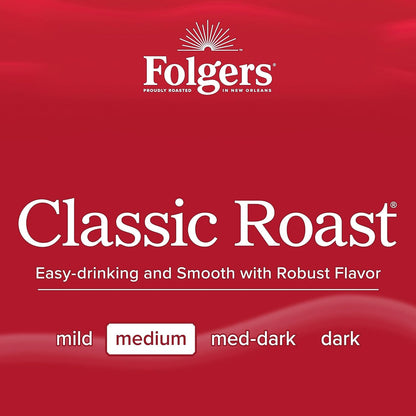 Folgers Classic Roast, 12-Count Medium Roast Coffee K-Cup Pods, 6-Pack