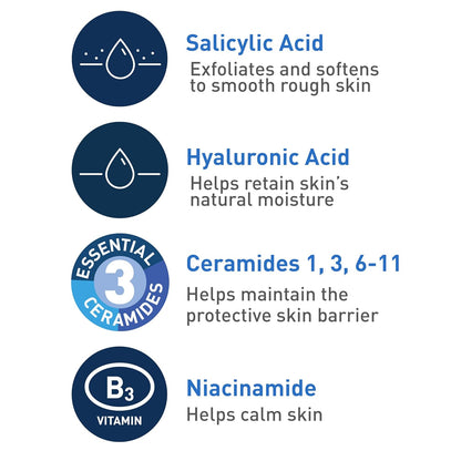 ceraVe Renewing Salicylic Acid Cleanser, 16 Ounce, Hyaluronic Acid, Niacinamide, Ceramides, Exfoliating Face Wash