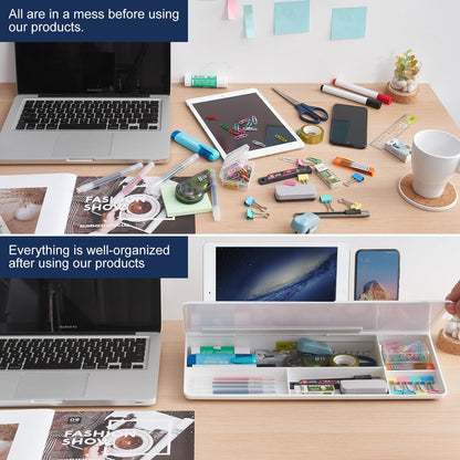 TSJ OFFICE Small Desktop Whiteboard -Glass Dry Erase Board Computer Keyboard Stand White Board Surface Pad with Drawer, Desk Organizers with Accessories for Office, Home, School Supplies