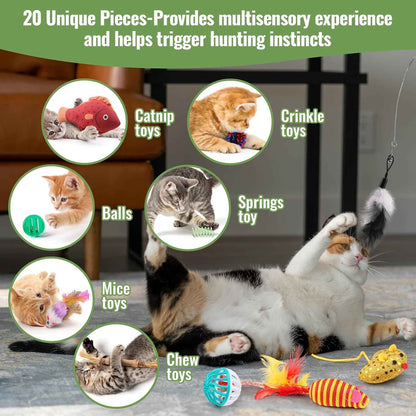 Fashion's Talk Cat Toys Variety Pack for Kitty 20 Pieces