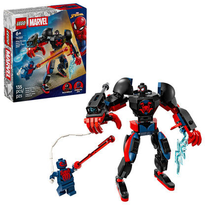LEGO Marvel Miles Morales Mech vs. Spider-Man 2099 Building Toy for Boys & Girls - Poseable Super Hero Mech & 2 Marvel Minifigures for Kids & Fans, Ages 6+ - Gift Idea for Birthdays - 76337