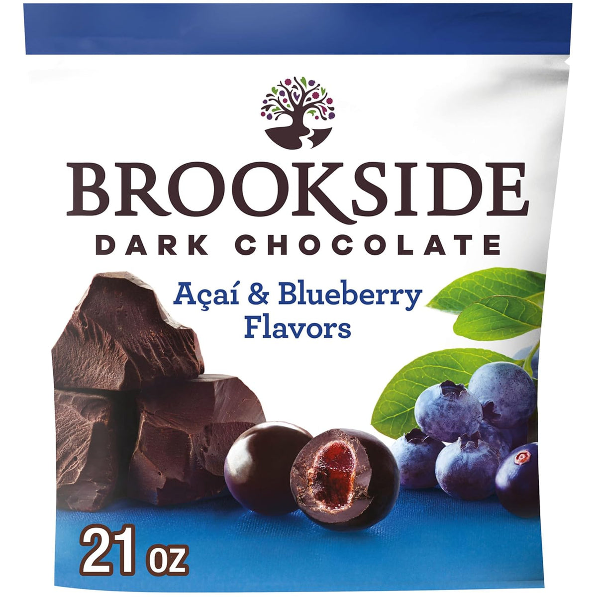 BROOKSIDE Dark Chocolate, Acai and Blueberry Flavored Snacking Chocolate Bag, 21 oz