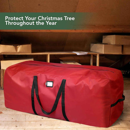 Holiday Cheer Heavy Duty Artificial Christmas Tree Storage Bag Fits Up to 9ft Tall, Waterproof with Durable Handles & Zipper Xmas Tree Storage Bag (RED)