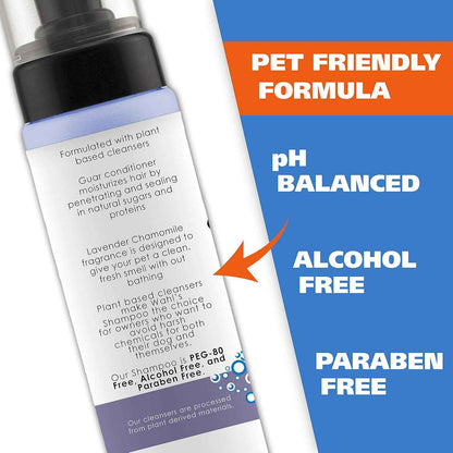 Wahl USA Pet Friendly Waterless No Rinse Shampoo for Animals – Lavender & Chamomile Scented - Cleaning, Conditioning, Detangling, & Moisturizing Shampoo for Dogs – 7.1 Oz - Model 820014A