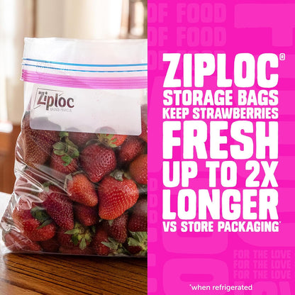 Ziploc Quart Food Storage Bags, Stay Open Design with Stand-Up Bottom, Easy to Fill, 136 Count