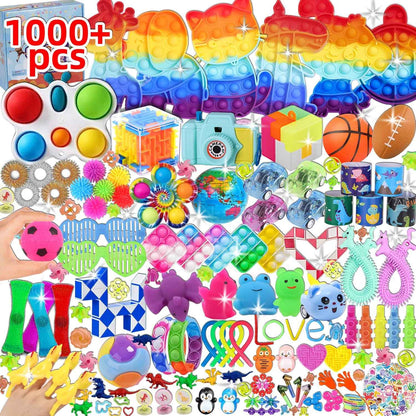 1000 Pcs Party Favors for Kids, Fidget Toys Bulk, Birthday Gift Toys, Fidgets Stocking Stuffers, Treasure Box Party, Goodie Bag Carnival Prizes, Pinata Filler Stuffers Classroom