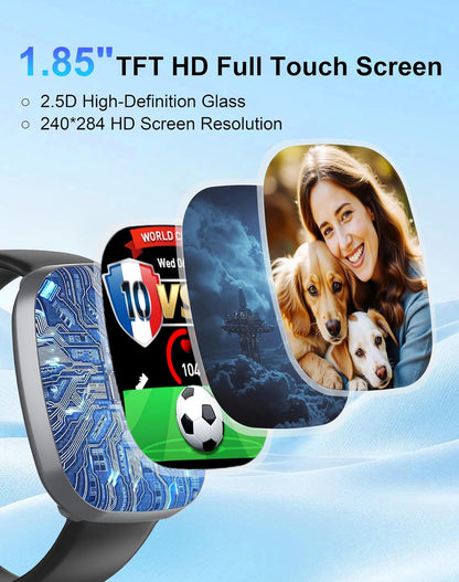Smart Watch for Women Men, 1.85" HD Fitness Watch with 120 Sports Modes, 5.3 Bluetooth Call, 250+ Custom Dials, Heart Rate/Sleep Monitor Fitness Tracker, IP68 Waterproof Smartwatch for Android iOS