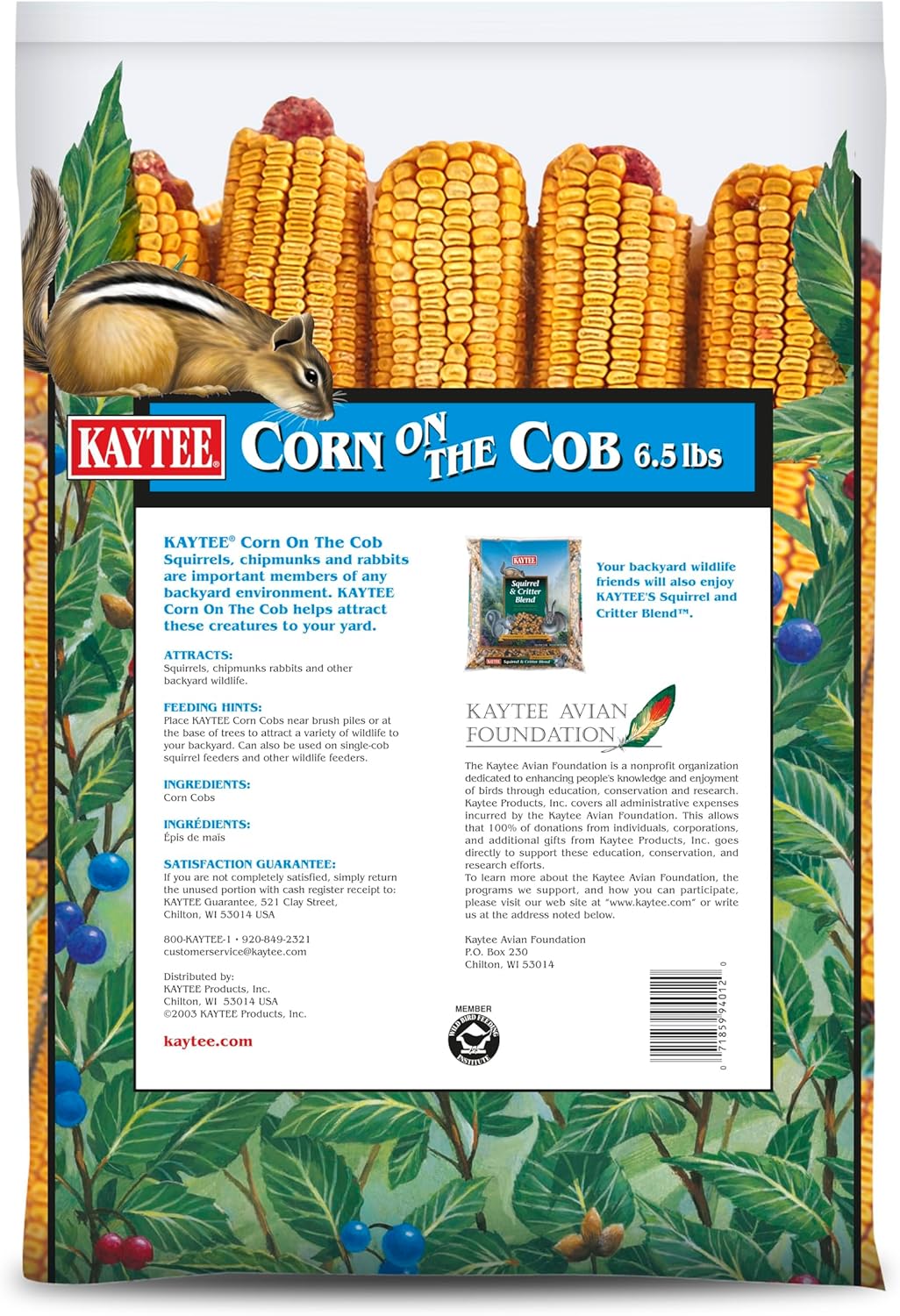 Kaytee Corn on the Cob for Squirrels & Wildlife – 6.5 lb Bag