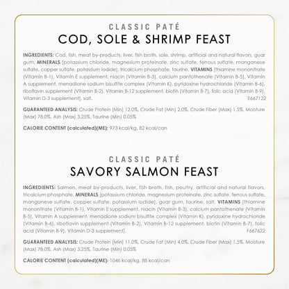 PLrina Fancy Feast Seafood Classic Pate Collection Grain Free Wet Cat Food Variety Pack - (Pack of 30) 3 oz. Cans