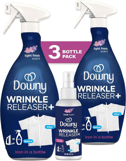 Downy Wrinkle Releaser Spray Travel Size 16.9 Oz Pack of 2 Removes Wrinkles, Static, and Odors