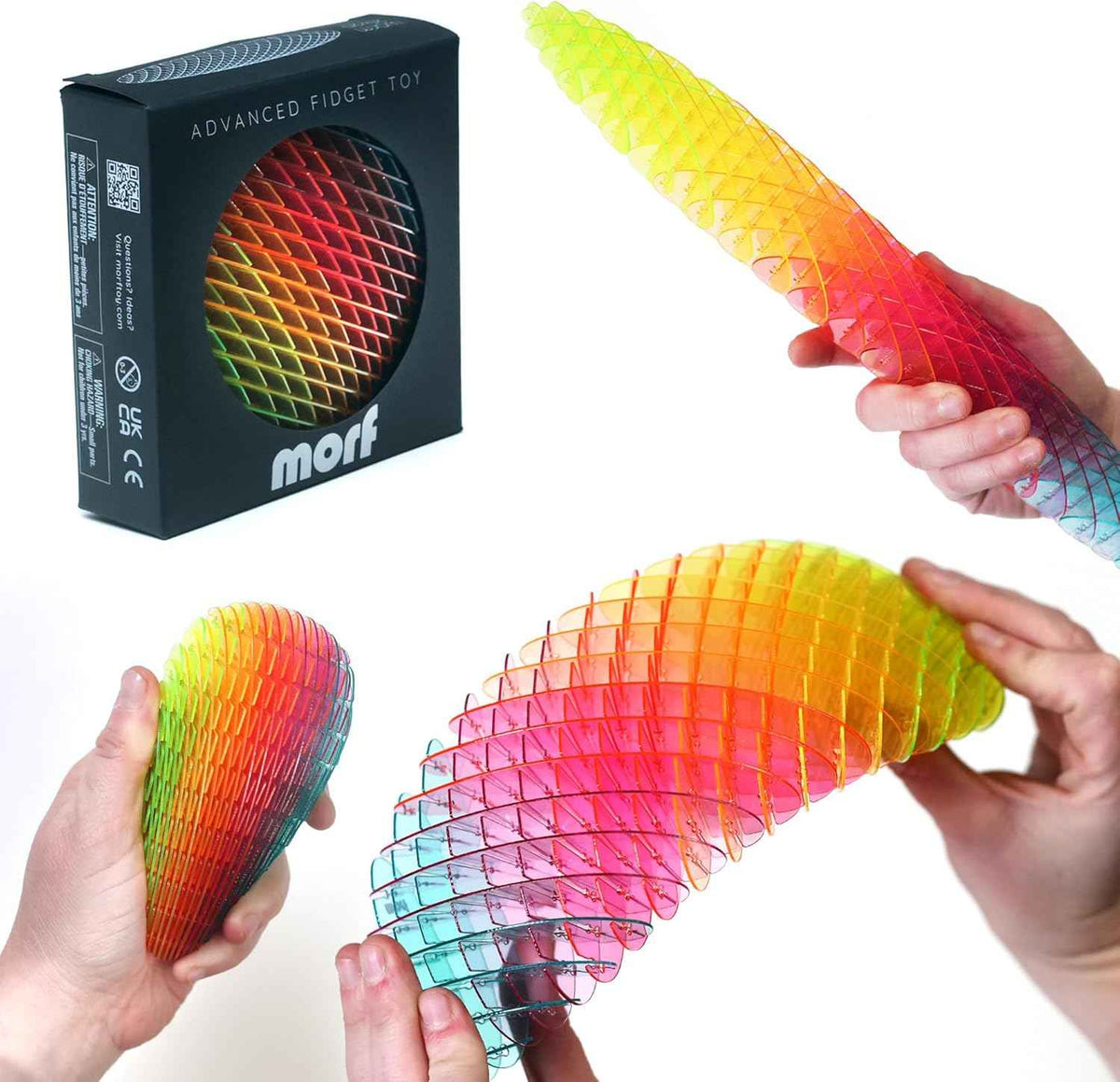 Morf Fidget Worm Toy - Flexible 3D Sensory Slug Figgy Toy for Kids, Teens, and Adults – Stretchy, Quiet, Stress and Anxiety Relief, Focus - For Play, School, Work Gifts, Great For Classroom and Office