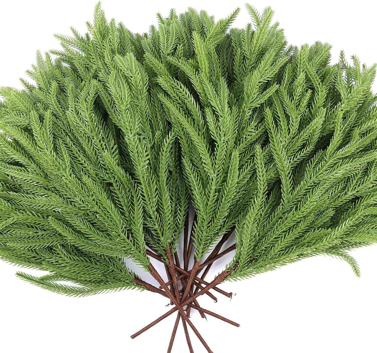 12 Pcs Artificial Norfolk Pine Branches, Norfolk Pine Artificial Pine Stems DIY Crafts Faux Christmas Greenary Norfolk Pine Branches for Xmas Wreath Garland Home Decor (12)