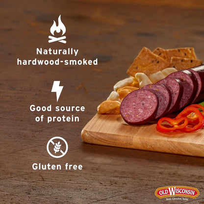 old wisconsin premium summer sausage, 100% natural meat, beef flavor, 8 ounce, keto, gluten free