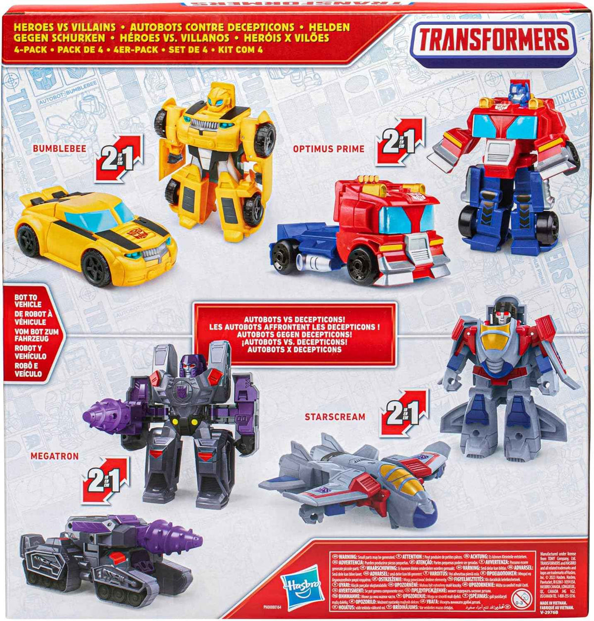 Transformers Toys Heroes vs Villains 4-Pack, Autobot and Decepticon 4.5-Inch Action Figures, Preschool Robot Toys for Kids Ages 3 and Up (Amazon Exclusive)